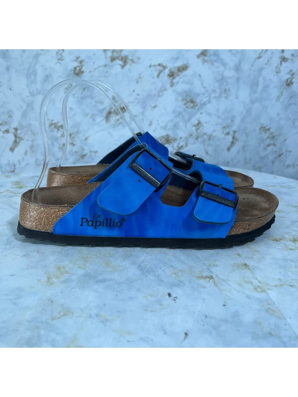 Papillio by Birkenstock 38 Womens Size 7 Shoes Blue Slides Comfort Casual Sandal